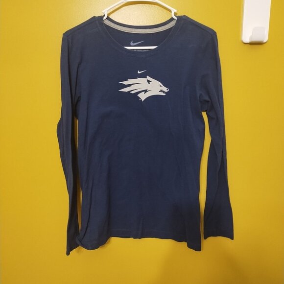 Nike University of Nevada Wolf Pack Long Sleeve Cotton Slim Fit T Shirt L - Picture 1 of 5